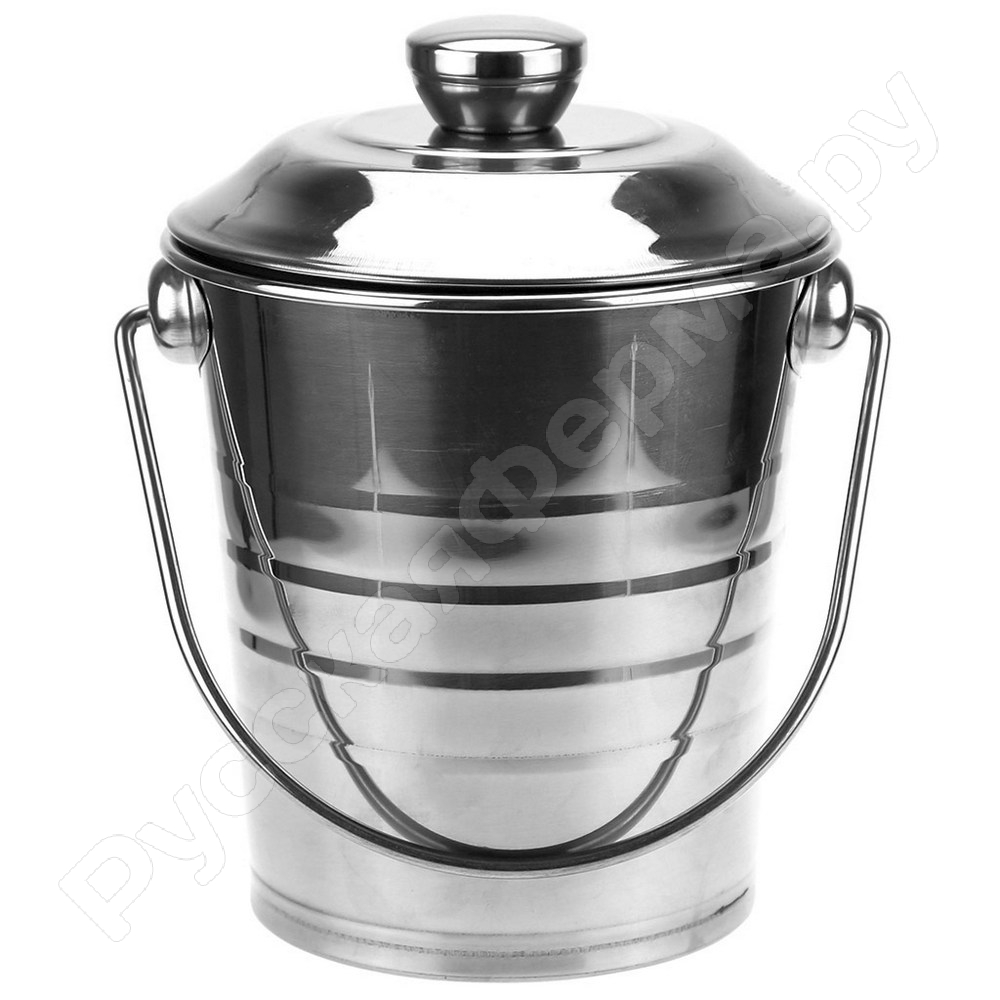 Ведро из нержавеющей стали 4л с крышкой - РусскаяФерма.ру