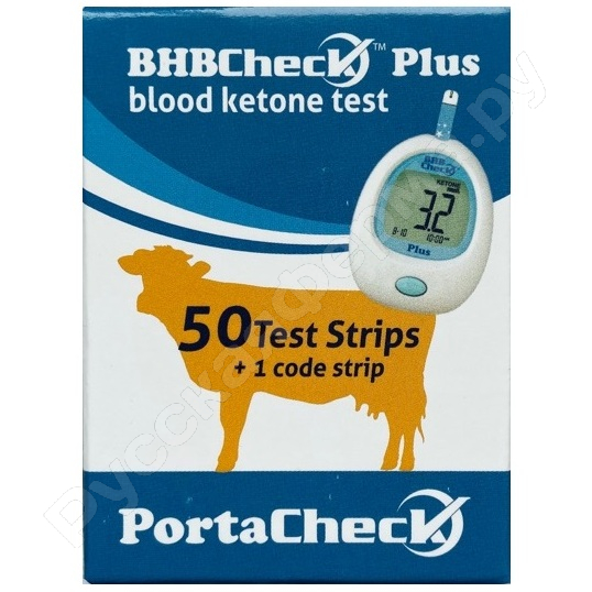 Купить Тест-полоски для определения кетоновых тел в крови BHBCheck (упаковка 50шт)